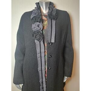 Lulumari  Wool Mix Button Flower L Rosettes COAT JACKET